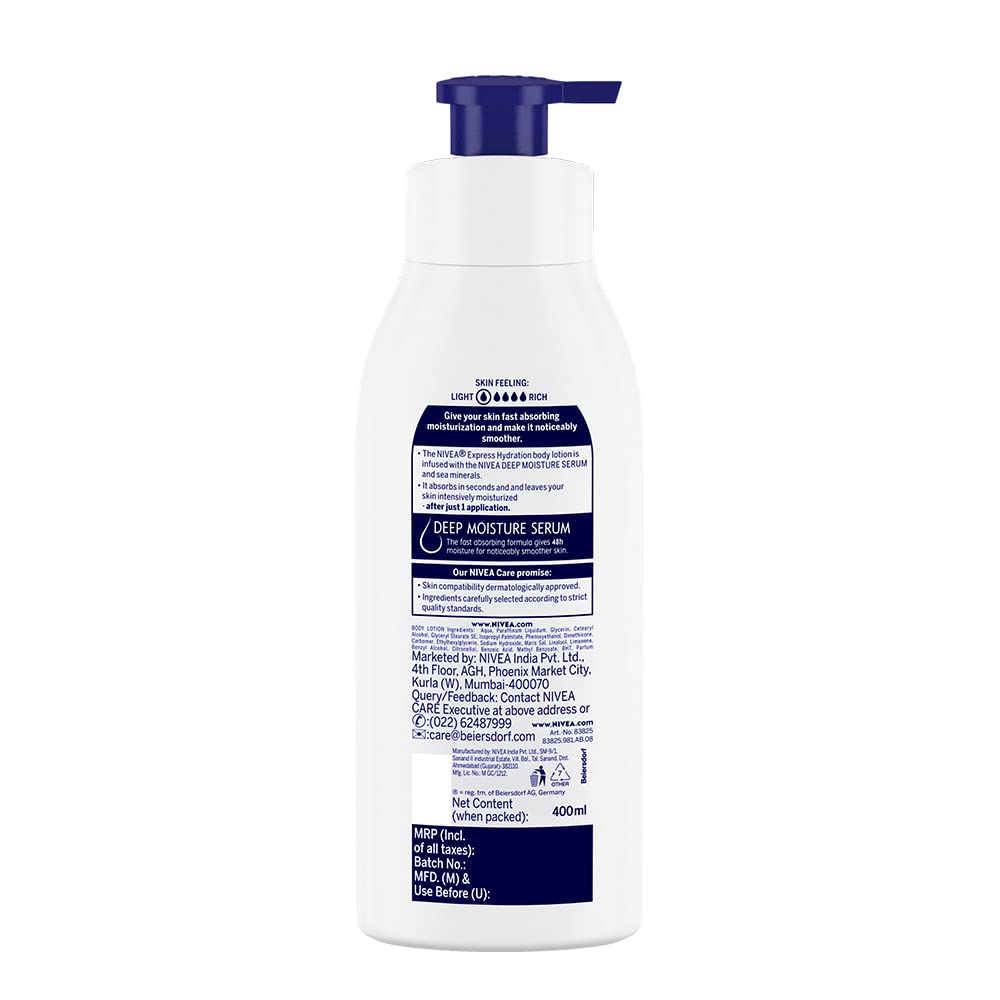 NIVEA Express Hydration – pompe pratique pour une application douce et contrôlée.