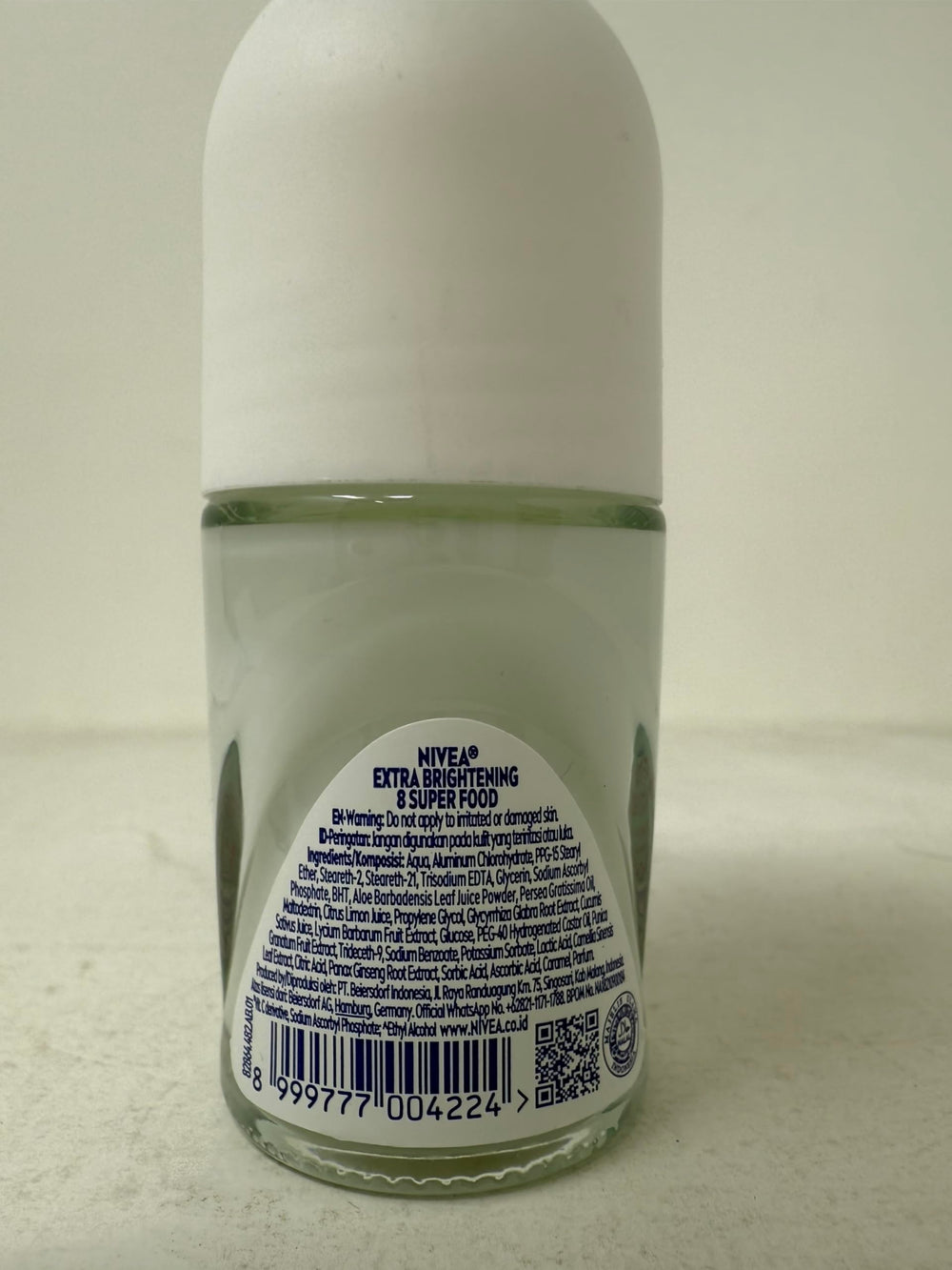Close-up of NIVEA deodorant bottle showing alcohol-free formula for sensitive skin