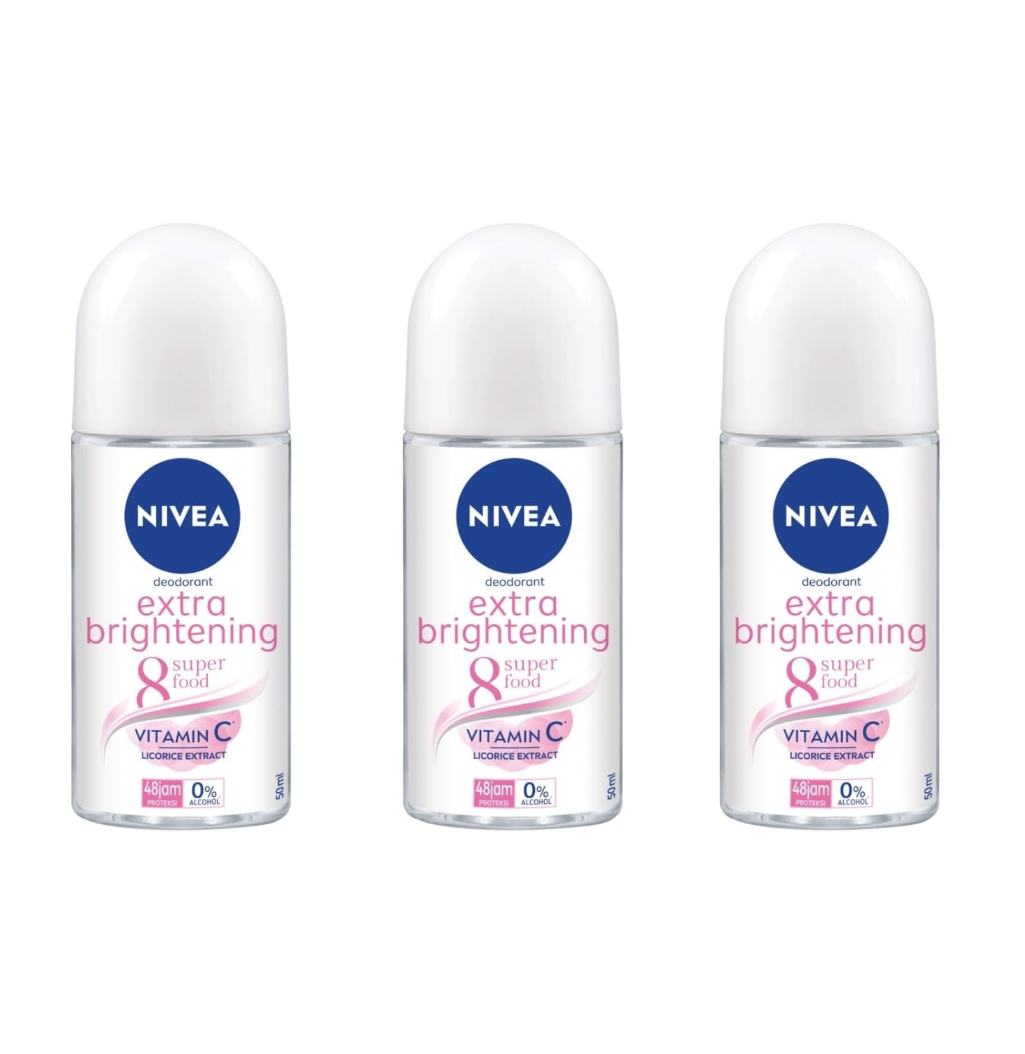 NIVEA Extra Brightening Flavor roll-on deodorant pack on display for daily freshness