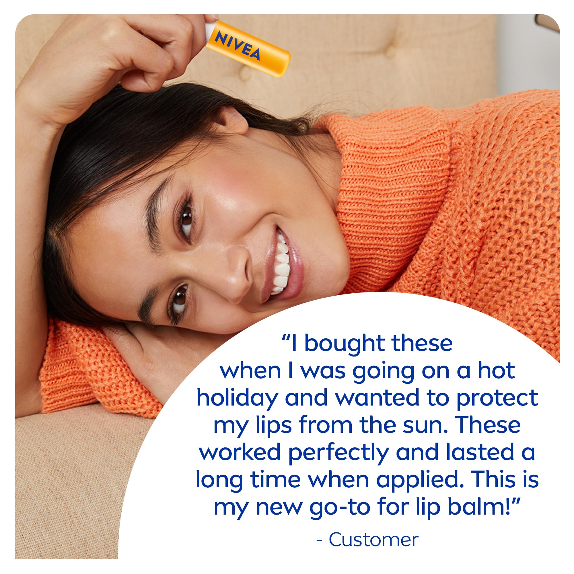 NIVEA Baume lèvres SPF30 hydratation durable pour lèvres sensibles.