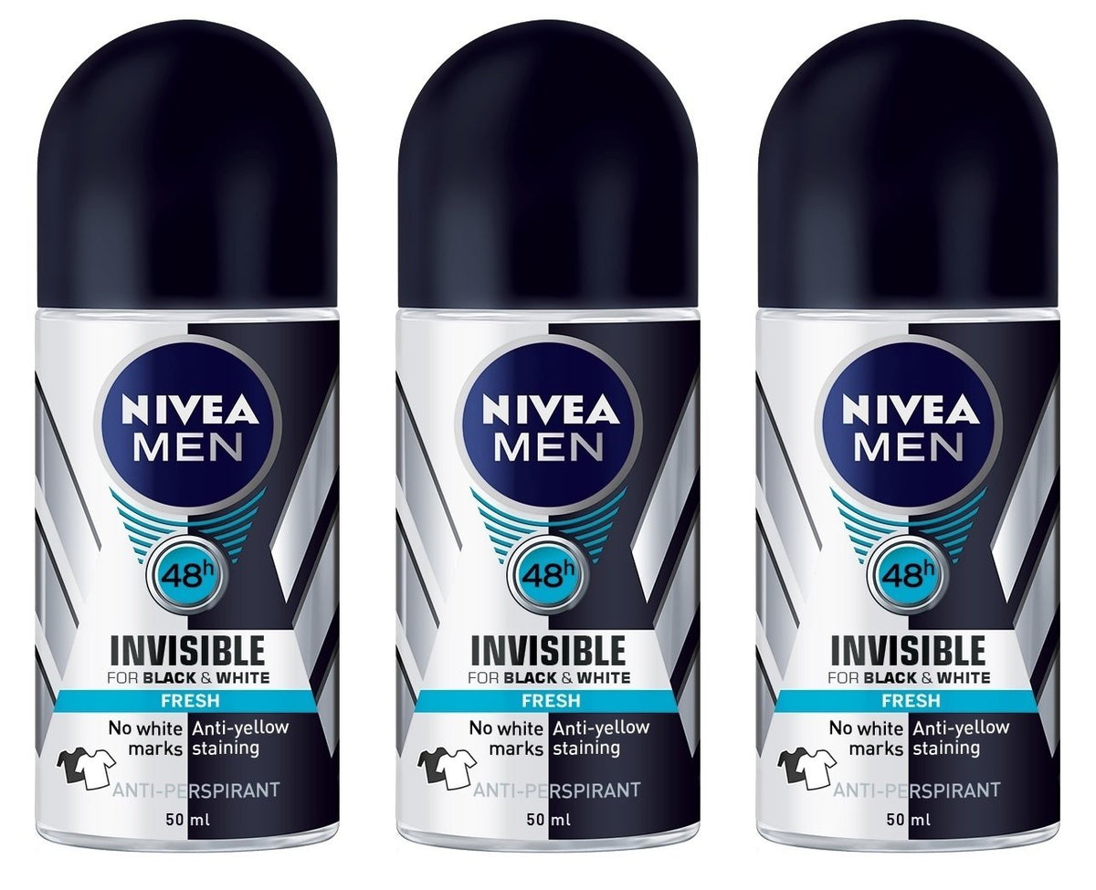 NIVEA Invisible pour Noir et Blanc, pack de 3 bouteilles, protection discrète recommandée.