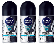 Flacon roll-on NIVEA Invisible pour Noir et Blanc, senteur fraîche et utilisation pratique.