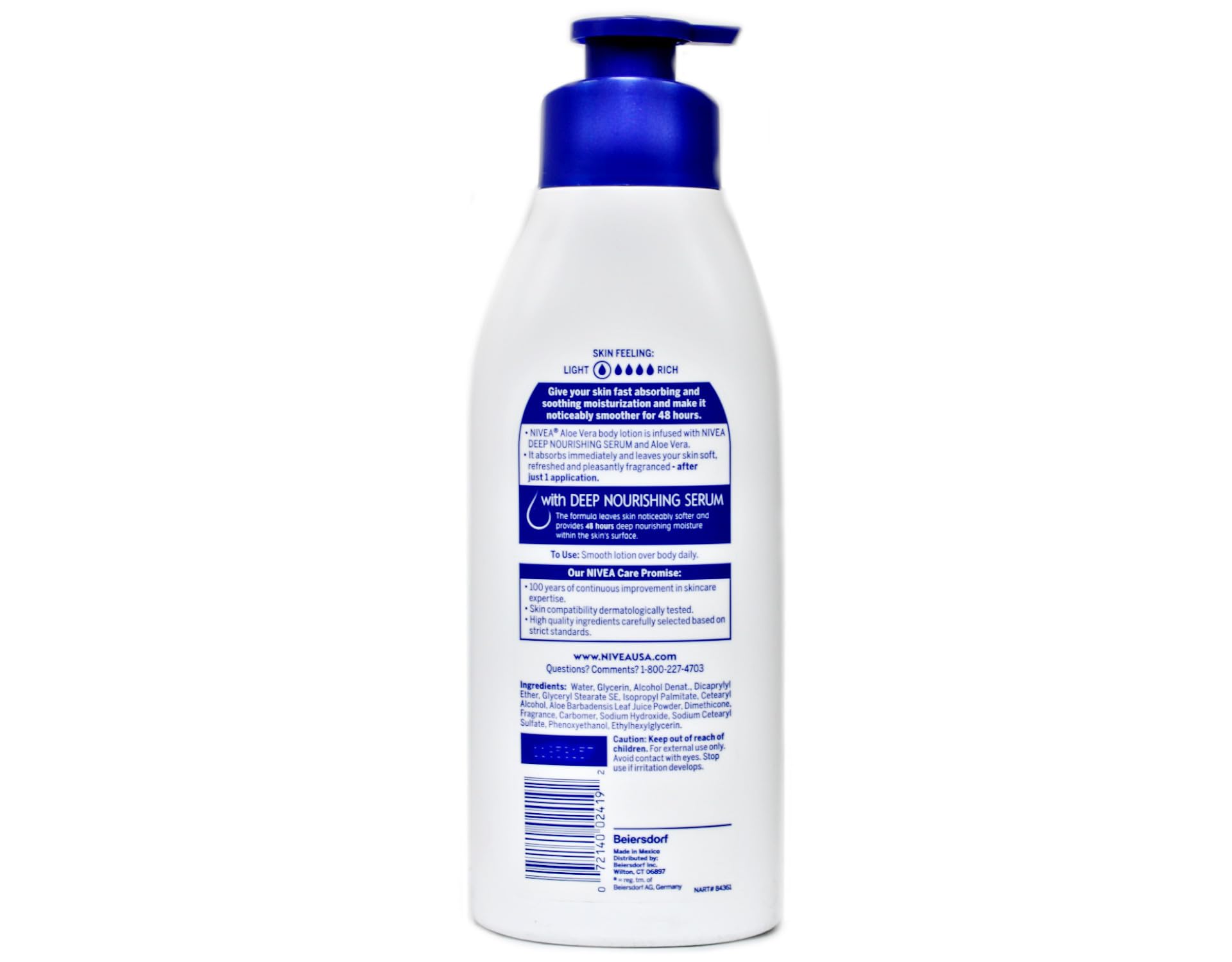 NIVEA Lotion Aloe Vera, hydratation profonde, peau souple et confortable toute la journée.