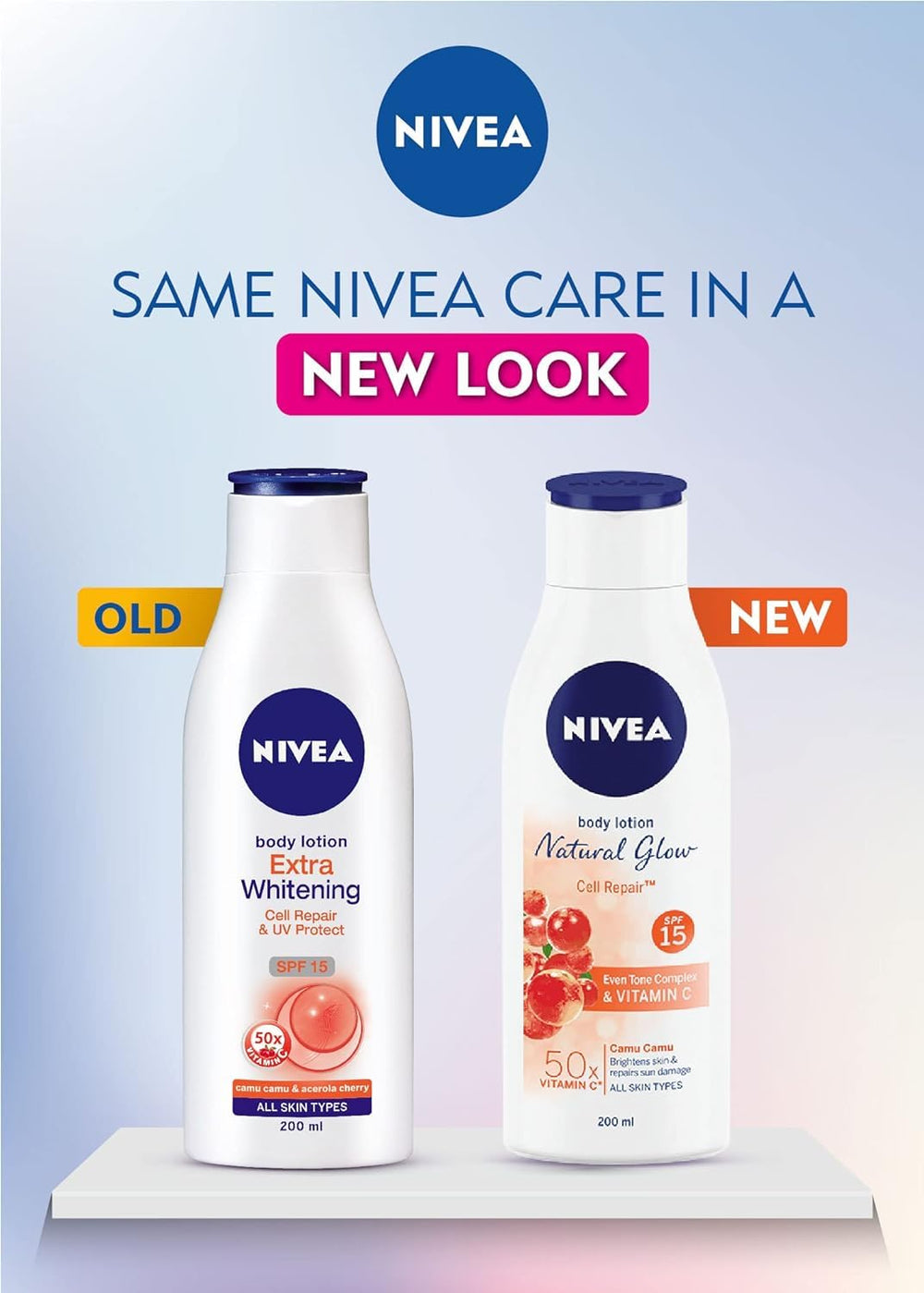 NIVEA Lotion Corps Natural Glow – format 400 ml idéal pour usage quotidien.