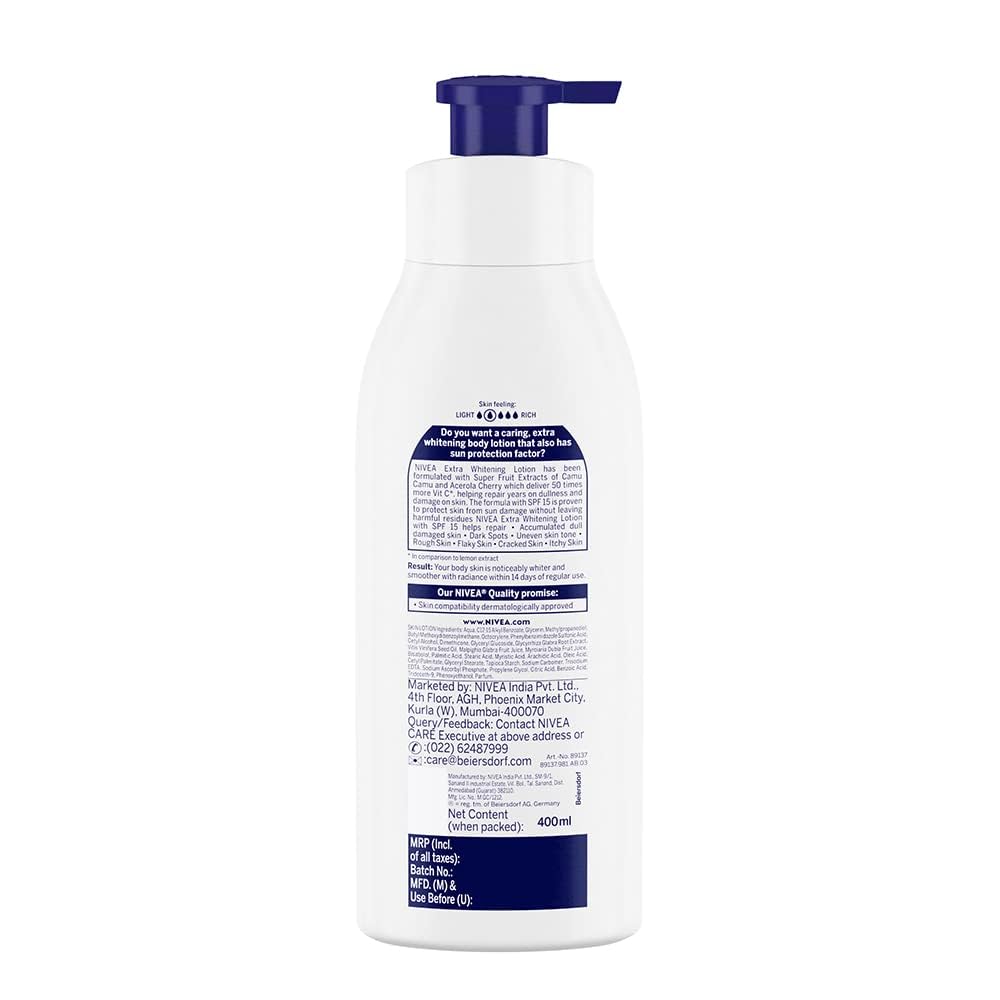 NIVEA Lotion Corps Natural Glow – texture crème visible, hydratation légère rapide.
