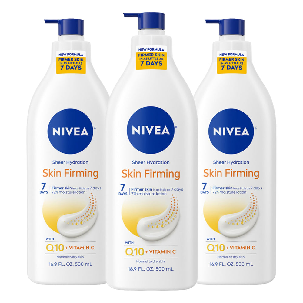 Lotion corporelle NIVEA raffermissante avec Q10 et Vitamine C, flacon pompe 500 ml.