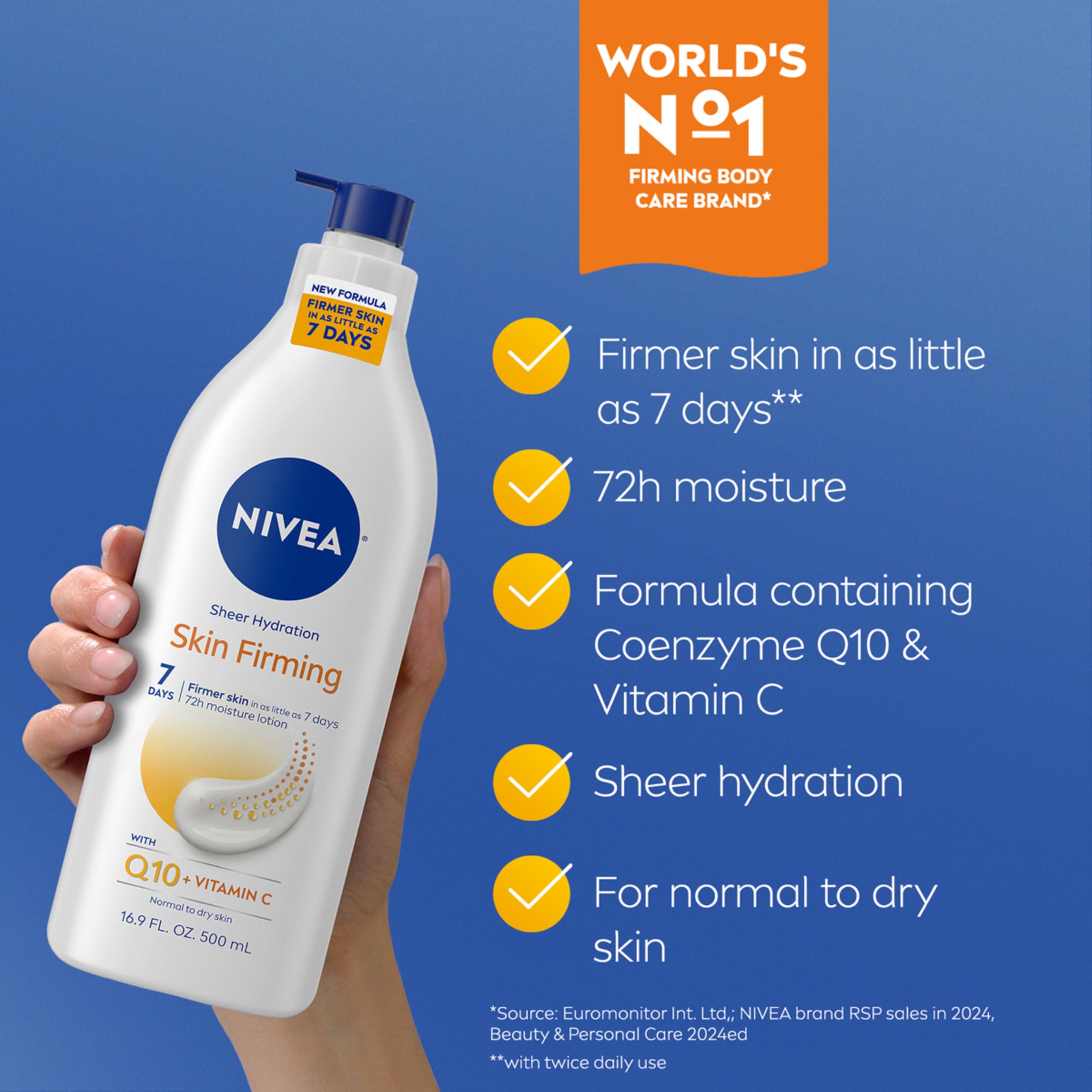 Étiquette du produit NIVEA affichant Q10 et Vitamine C.