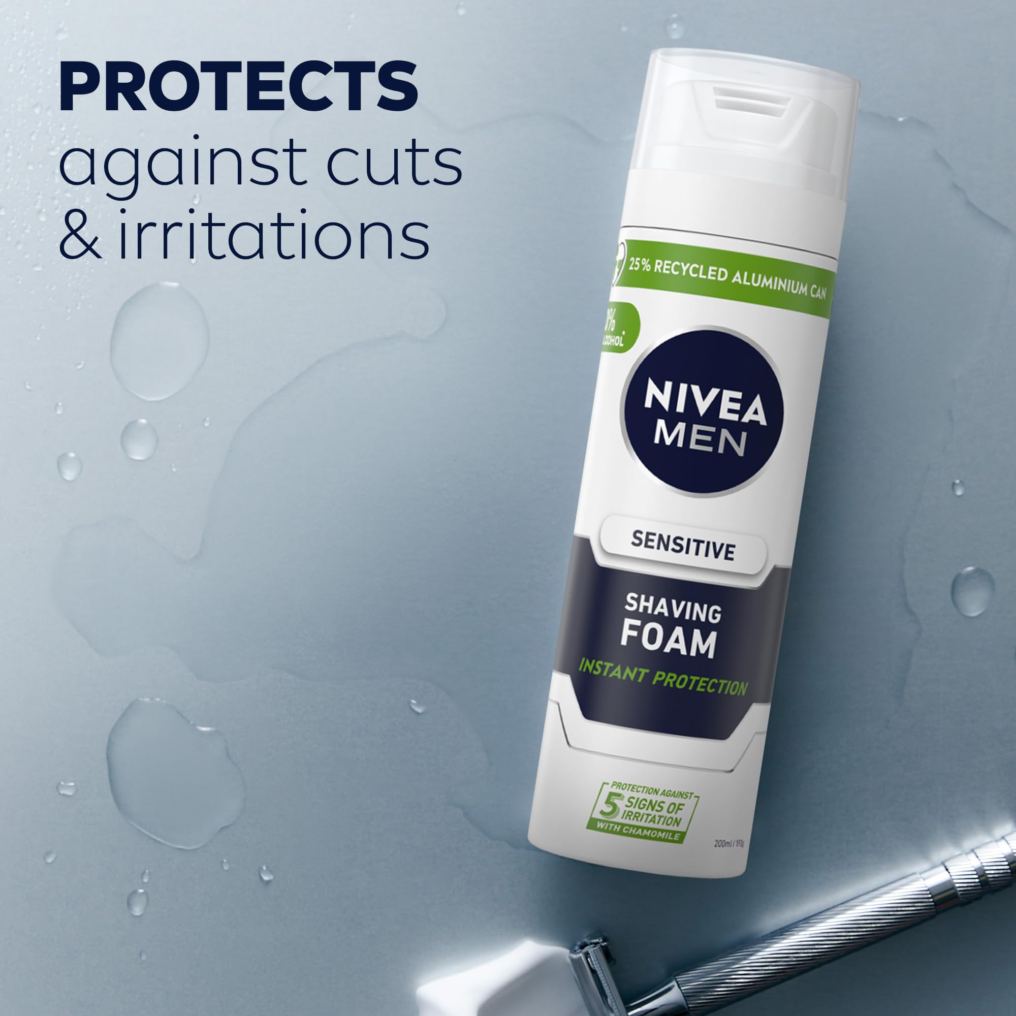NIVEA MEN apaisante-camomille-hamamelis pour réduire les irritations.