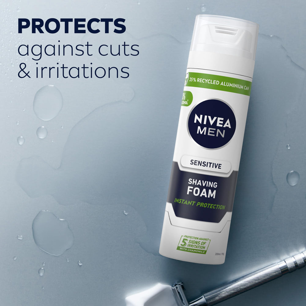 NIVEA MEN apaisante-camomille-hamamelis pour réduire les irritations.