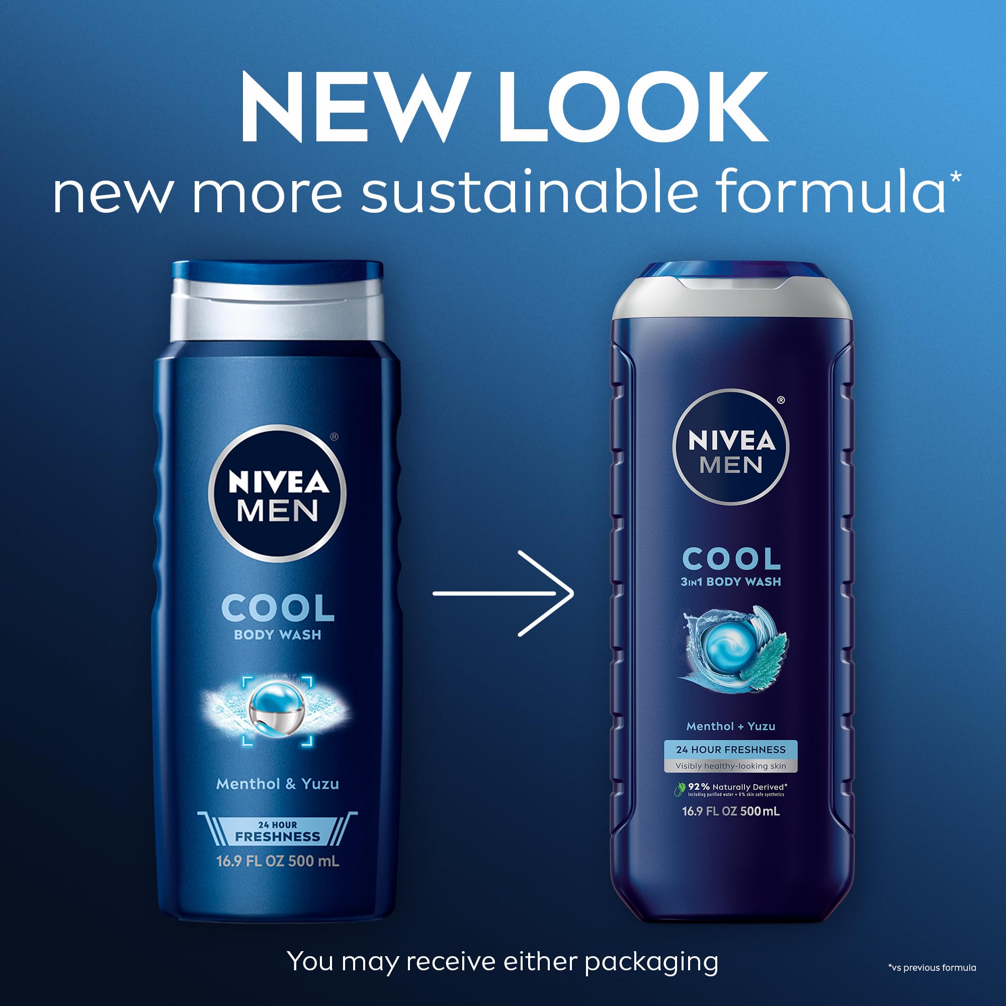 NIVEA MEN Cool Body Wash en mousse onctueuse pour une utilisation quotidienne.