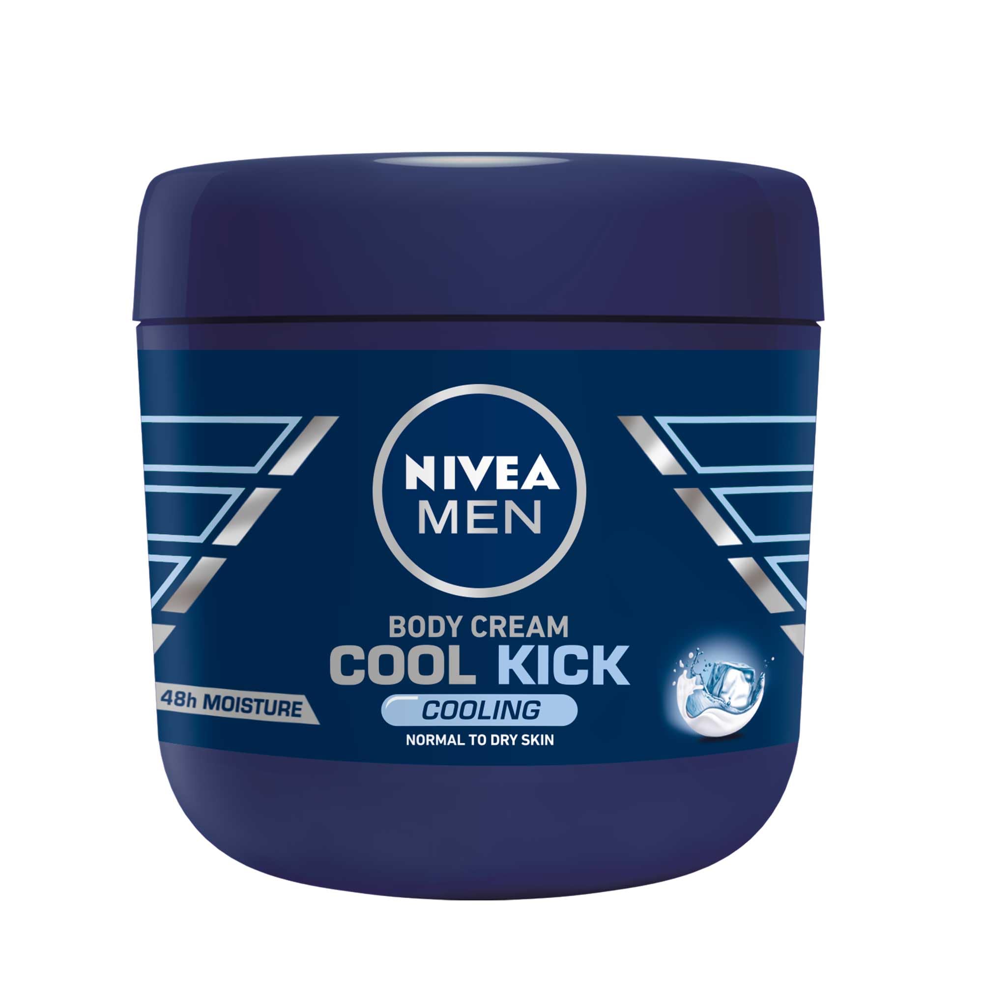 NIVEA Men Cool Kick Crème pour le corps, bouteille 400 ml, fraîcheur immédiate après application