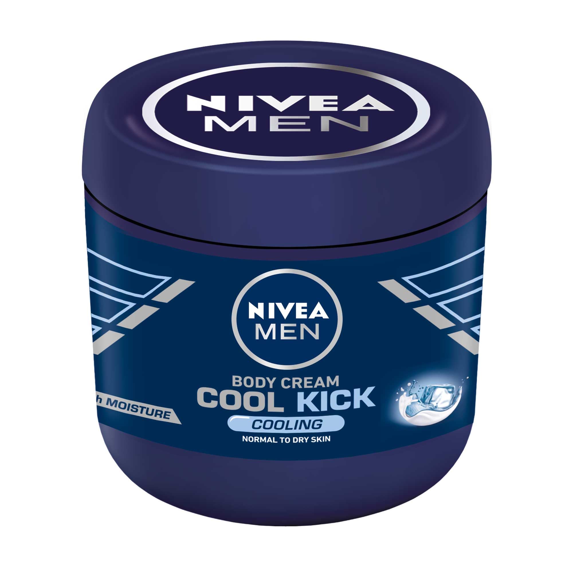 Emballage simple et design de NIVEA Men Cool Kick Crème pour le corps