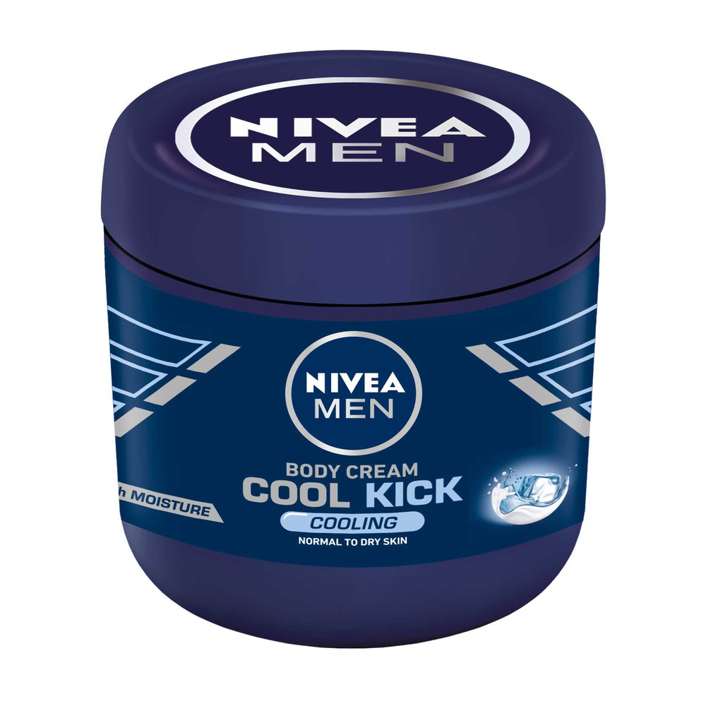 Emballage simple et design de NIVEA Men Cool Kick Crème pour le corps