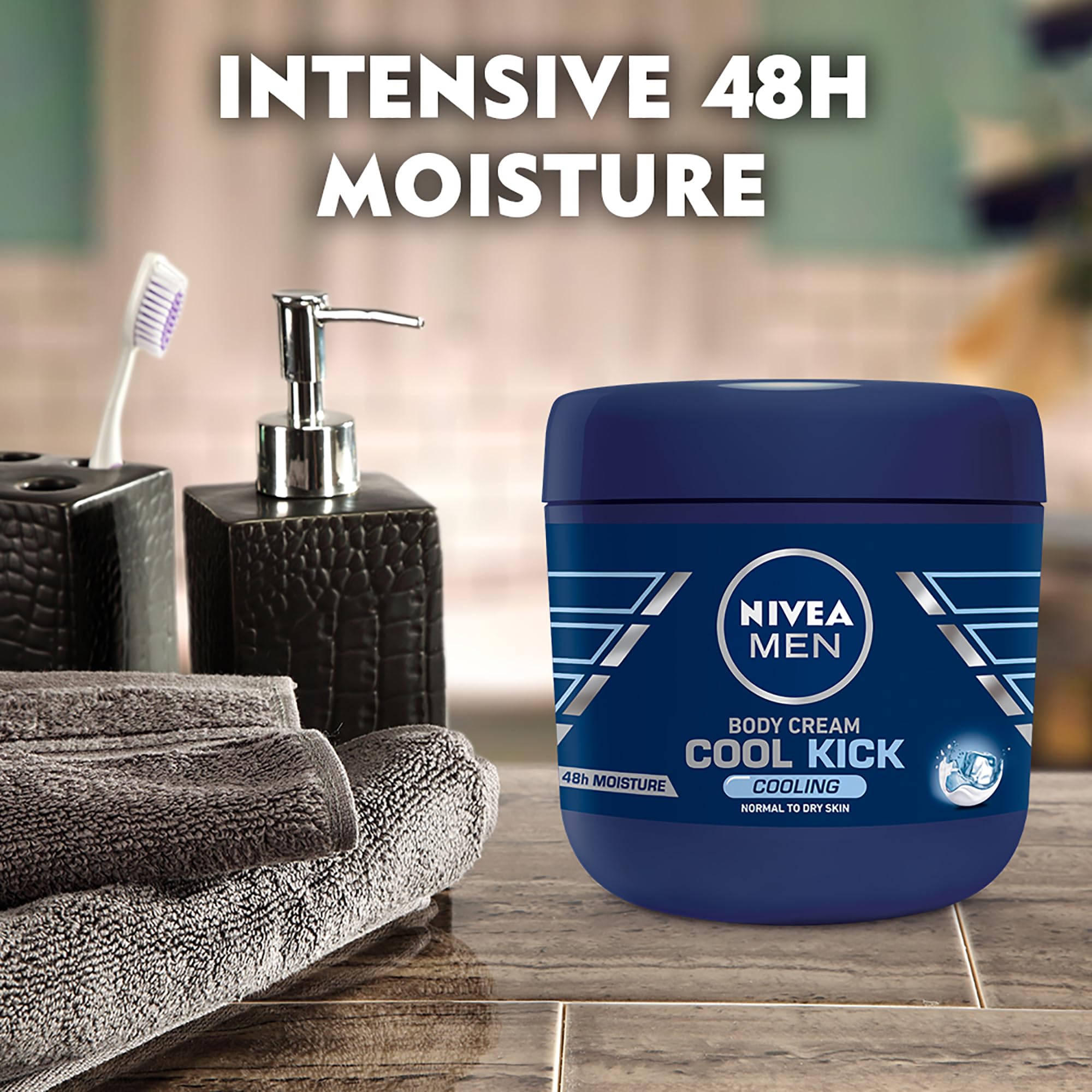 Hydratation 48 heures avec Hydra IQ pour NIVEA Men Cool Kick Crème pour le corps