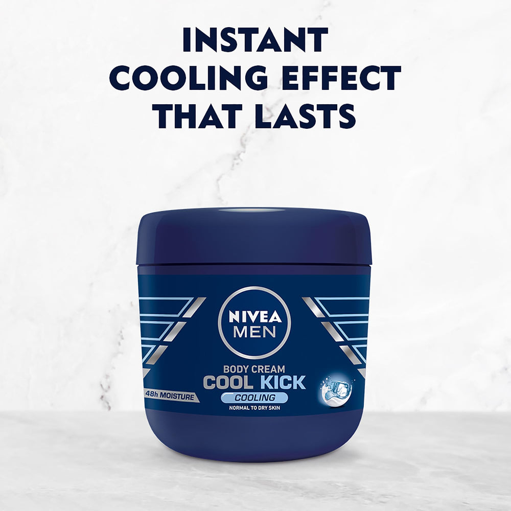 Texture légère de NIVEA Men Cool Kick Crème pour le corps qui pénètre rapidement et hydrate