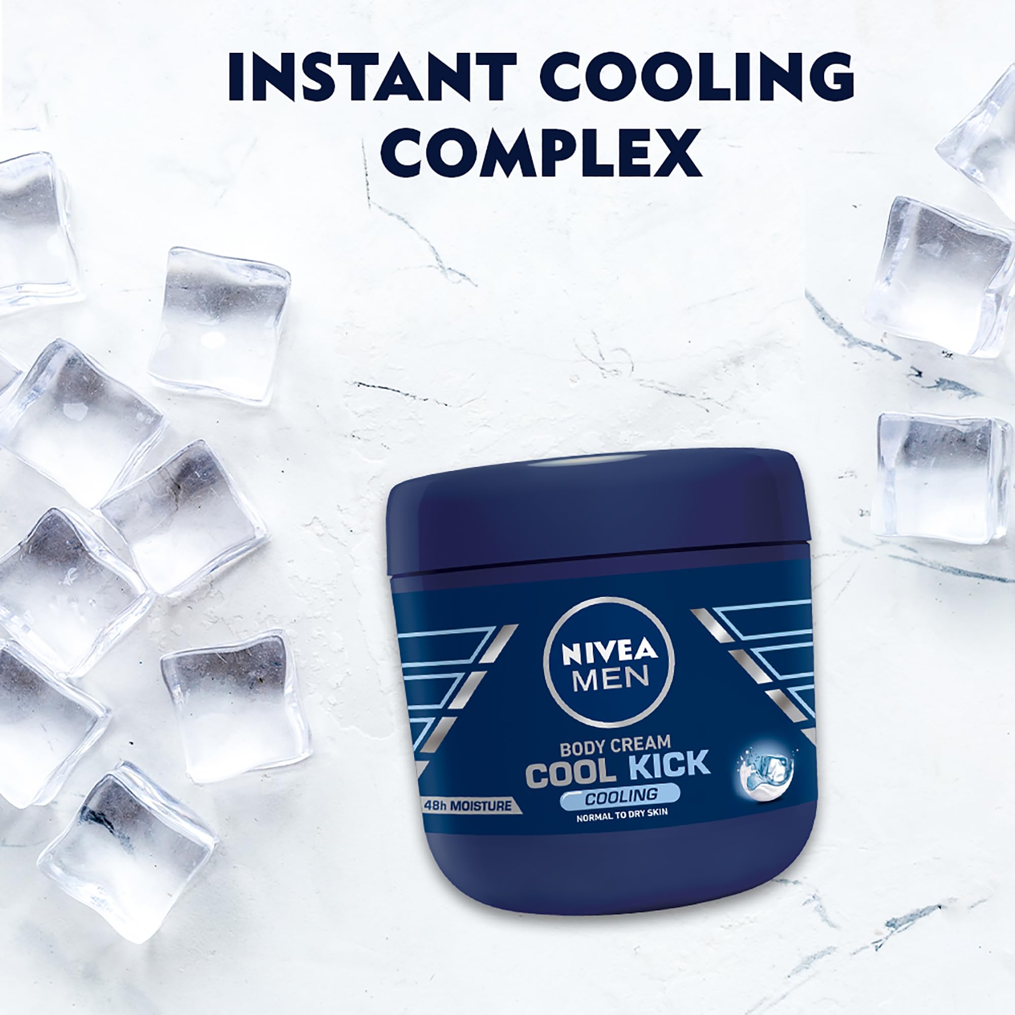 Texture crème-froide de NIVEA Men Cool Kick Crème pour le corps, absorption rapide