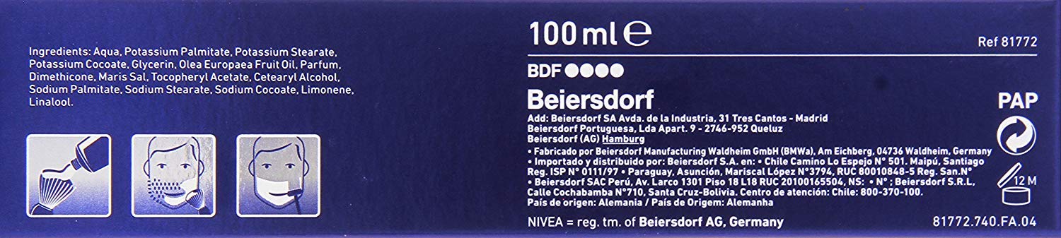 NIVEA MEN Crème de rasage douce, tube pratique et compact.