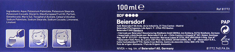 NIVEA MEN Crème de rasage douce, tube pratique et compact.