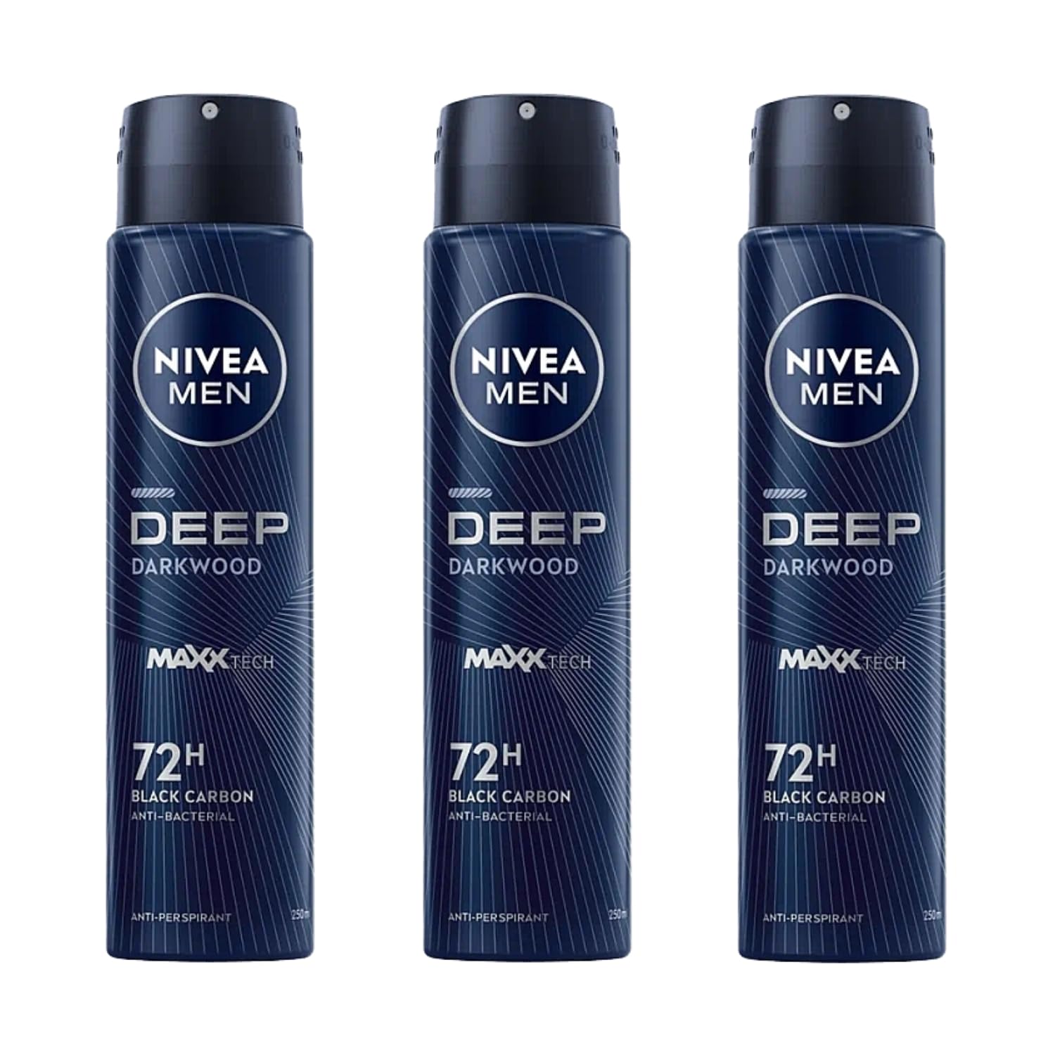 NIVEA Men Deep Black Carbon Darkwood - aérosol 200 ml, protection longue durée.