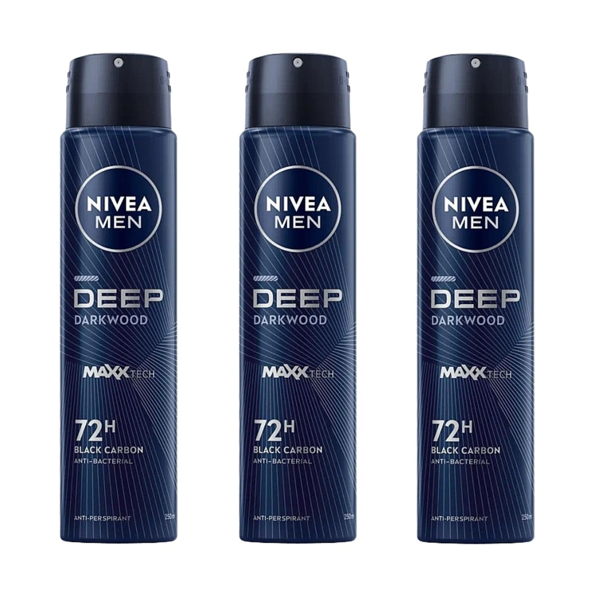 NIVEA Men Deep Black Carbon Darkwood - aérosol 200 ml, protection longue durée.