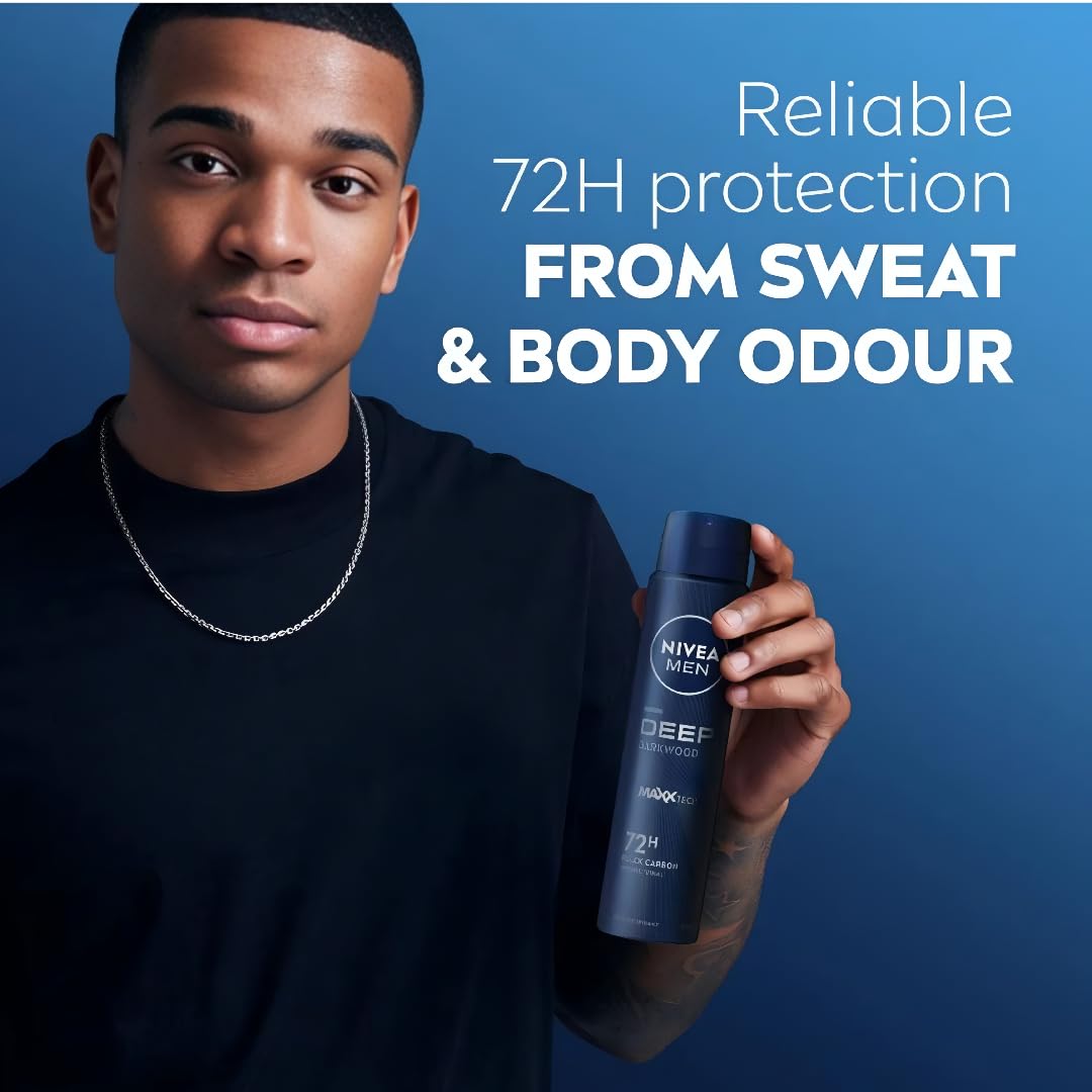 NIVEA Men Deep Black Carbon Darkwood - formule charbon, neutralise les odeurs.