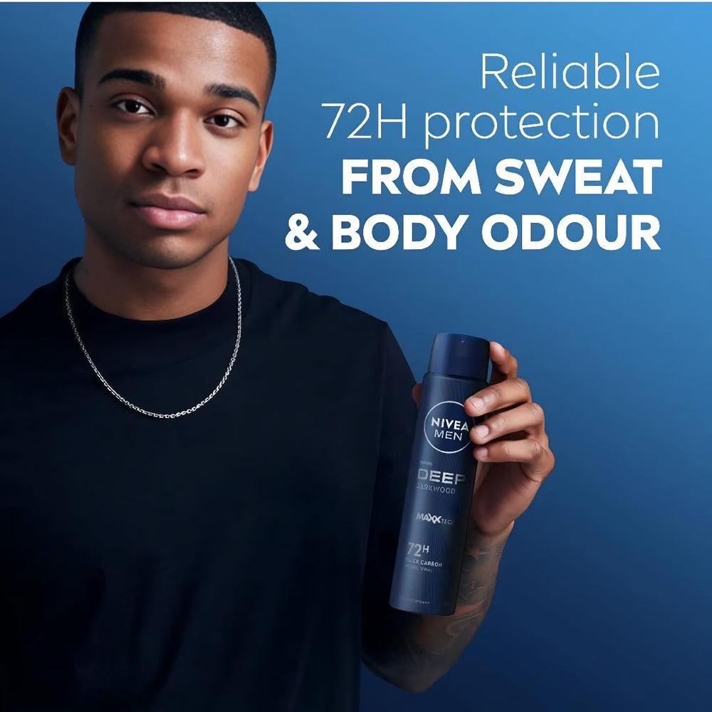 NIVEA Men Deep Black Carbon Darkwood - formule charbon, neutralise les odeurs.