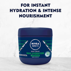 NIVEA Men Max Hydration, application sur les mains pour peau douce.