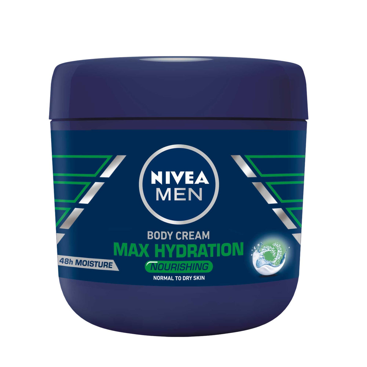 NIVEA Men Max Hydration, bouteille crème corporelle, hydratation longue durée.