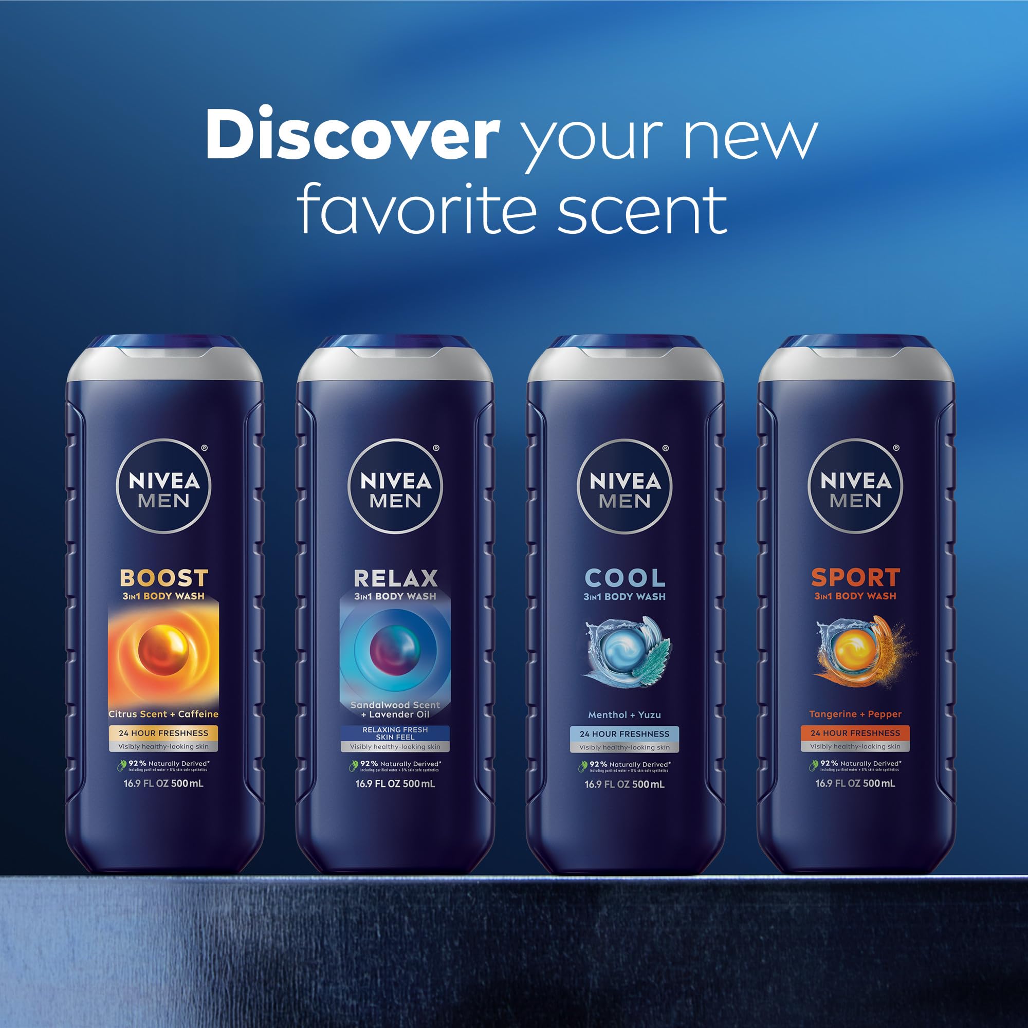NIVEA MEN Relax packaging with recycled plastic focus