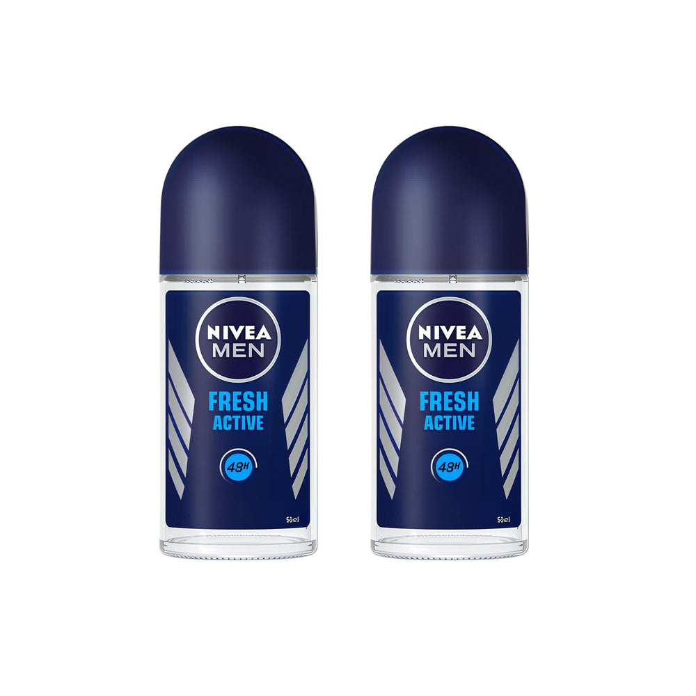 NIVEA Men Roll-On Frais Actif sur la bouteille, protection jusqu’à 48 heures et fraîcheur durable.