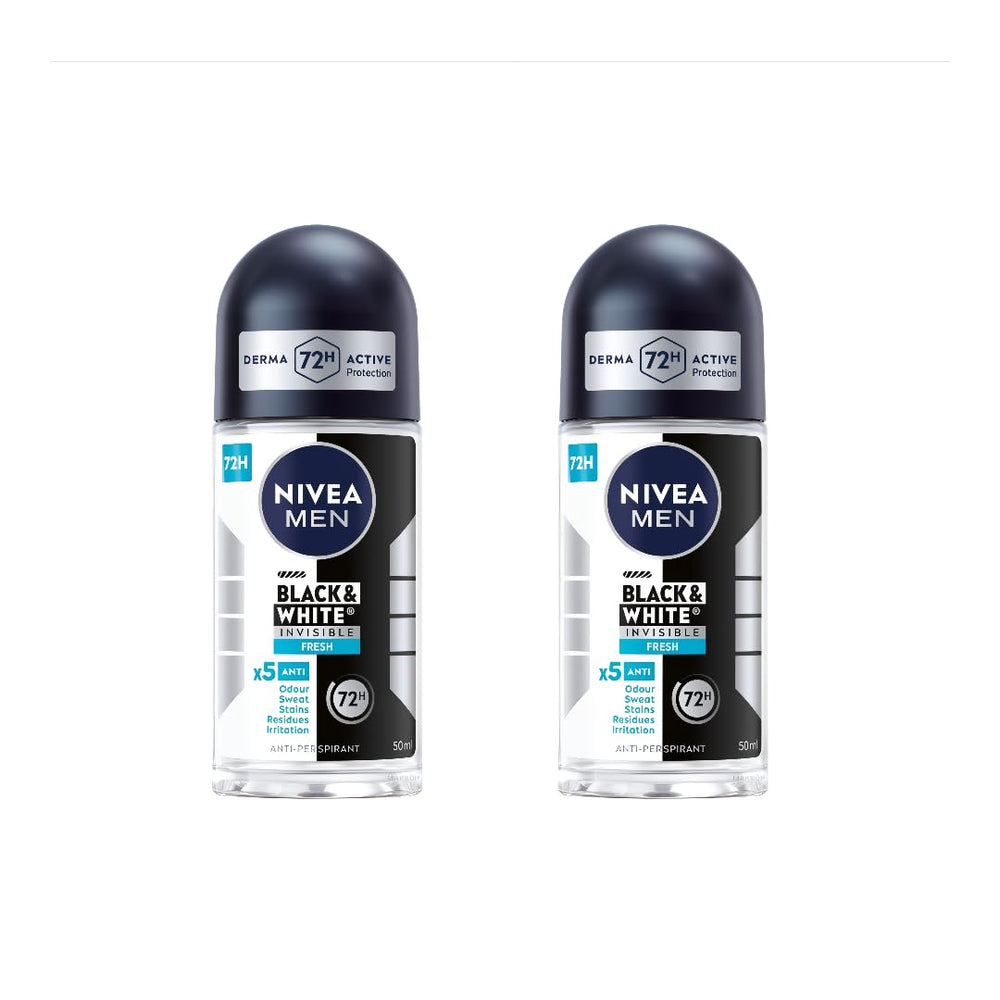 NIVEA MEN Roll-On Invisible Noir et Blanc, protection 72 h sans traces sur les vêtements