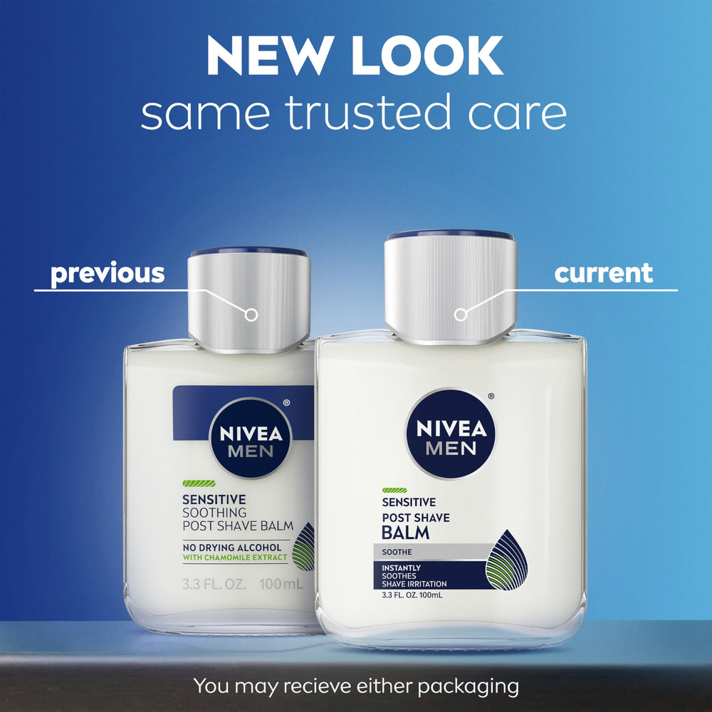 NIVEA MEN Sensitive, application rapide pour peau sensible après le rasage.