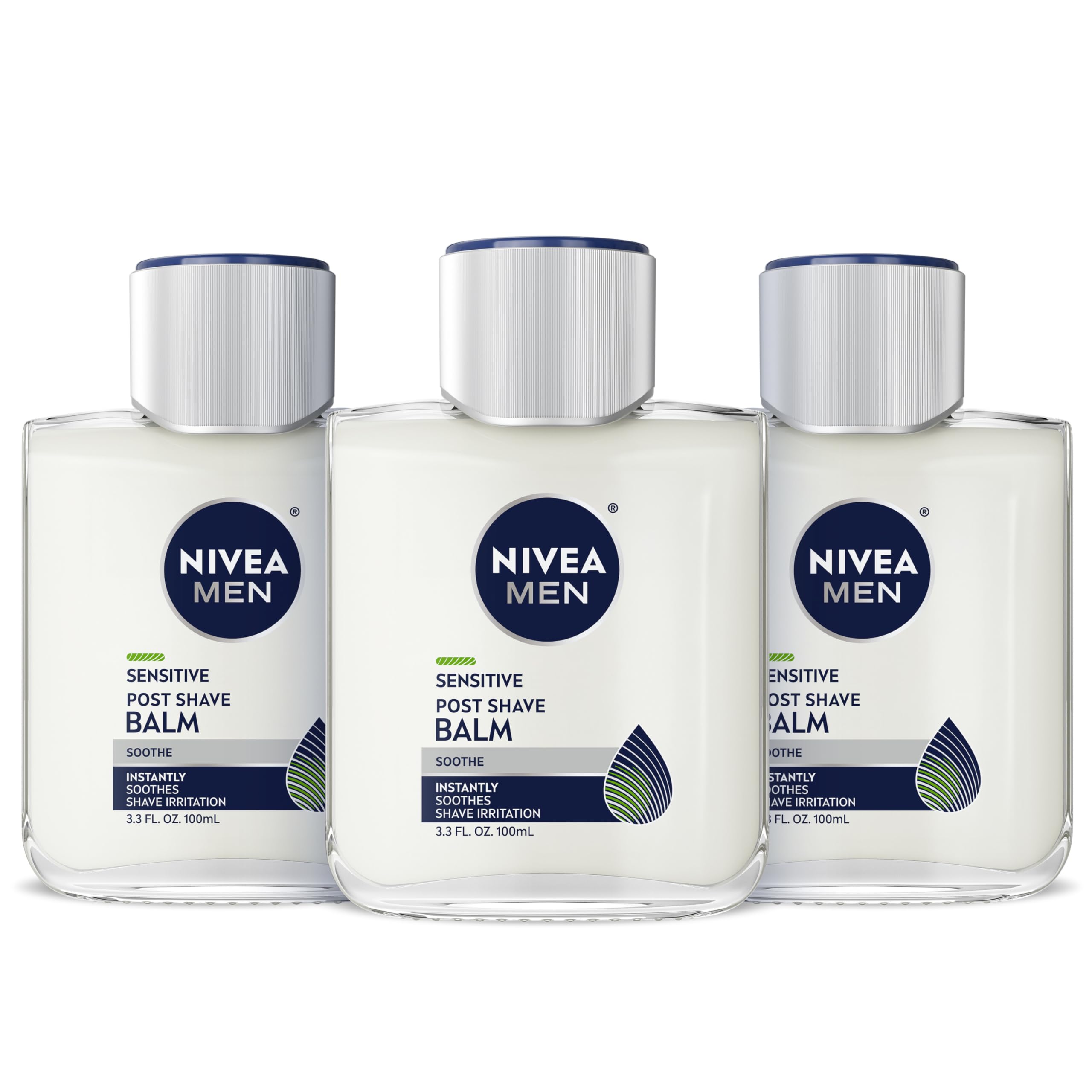 NIVEA MEN Sensitive après-rasage, bouteille, hydratation durable après rasage.