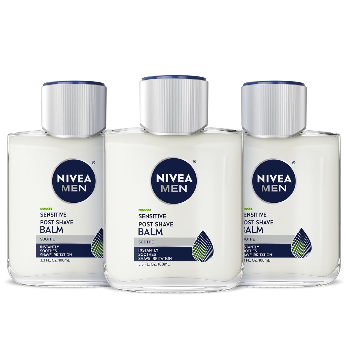 NIVEA MEN Sensitive après-rasage, bouteille, hydratation durable après rasage.