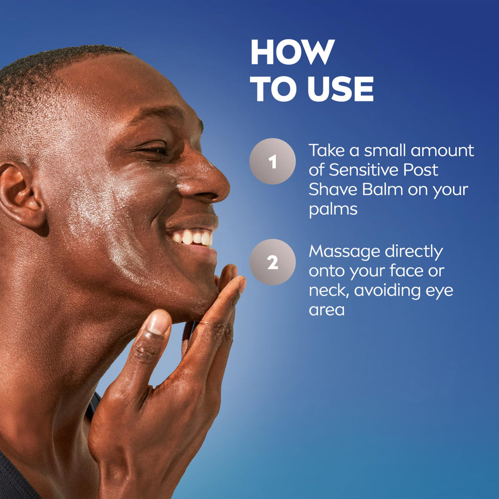 NIVEA MEN Sensitive, parfum neutre et utilisation facile après rasage.