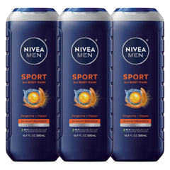 NIVEA MEN Sport: bouteille-douche-3en1 prête pour la routine complète.