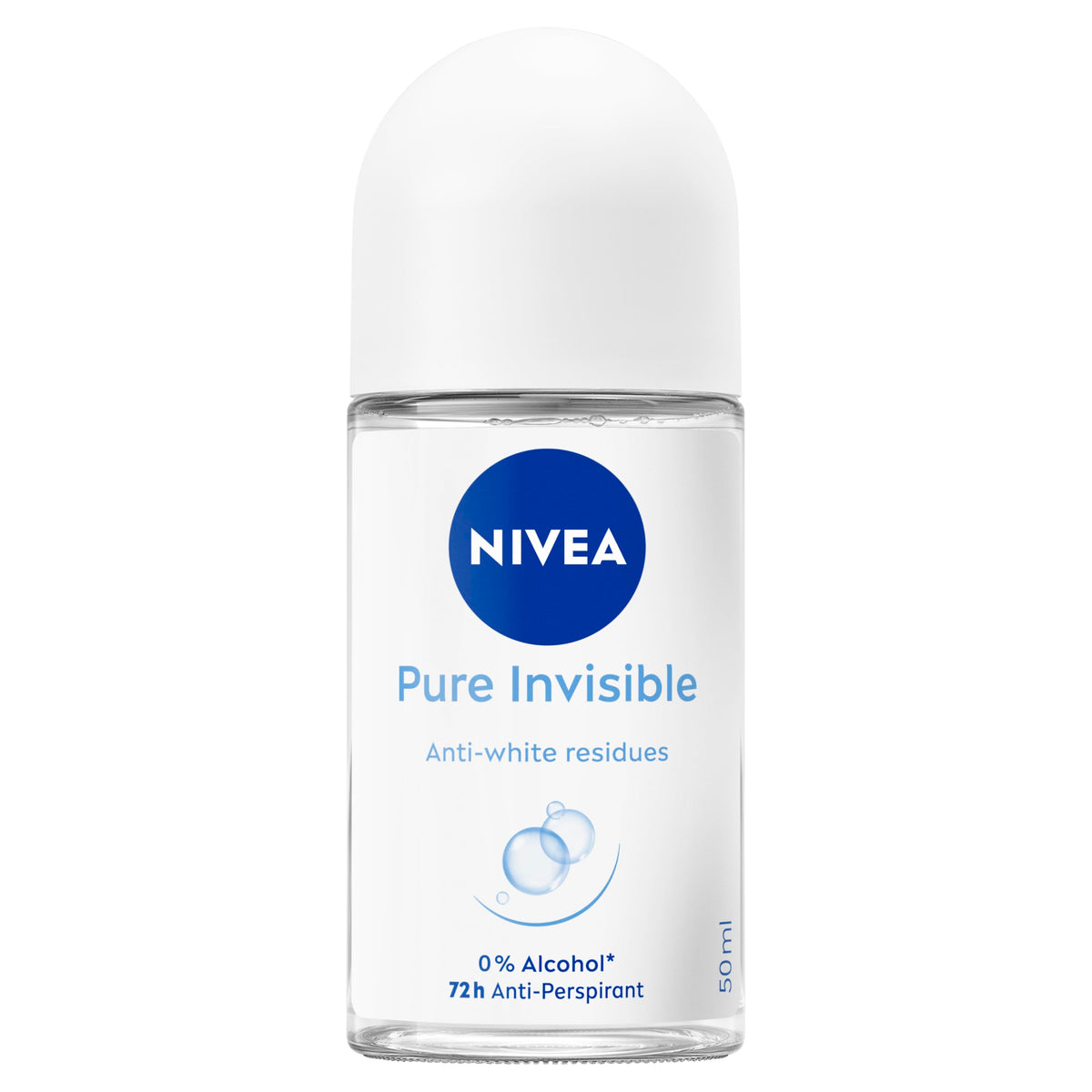 NIVEA Pure Invisible rouleau, bouteille 50 ml, fraîcheur légère durable.