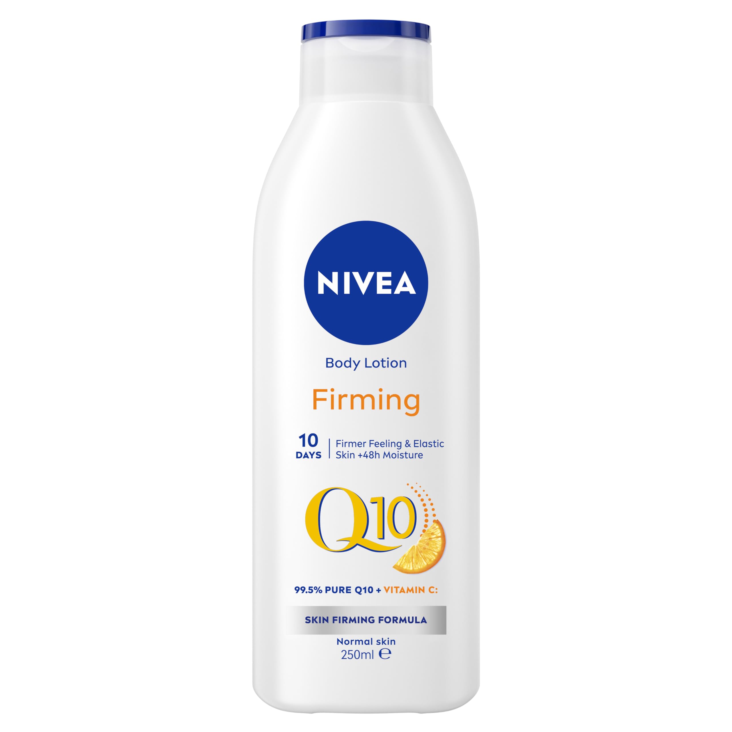 Lotion corporelle NIVEA Q10 Energy Plus sur flacon, hydratation durable.