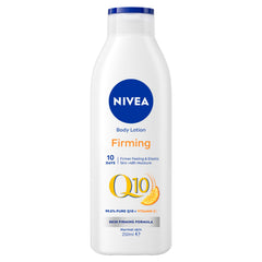 Lotion corporelle NIVEA Q10 Energy Plus sur flacon, hydratation durable.