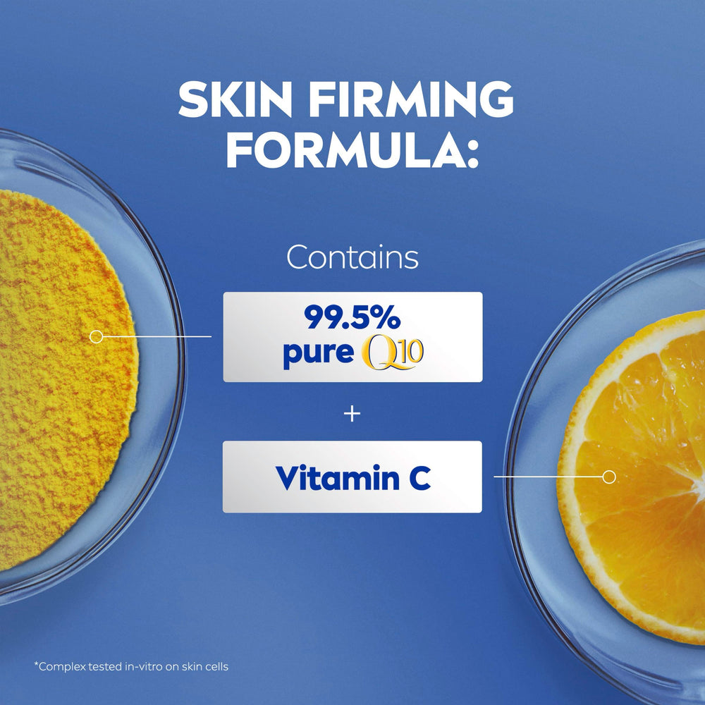 Utilisation quotidienne rapide de NIVEA Q10 Energy Plus pour routine agréable.