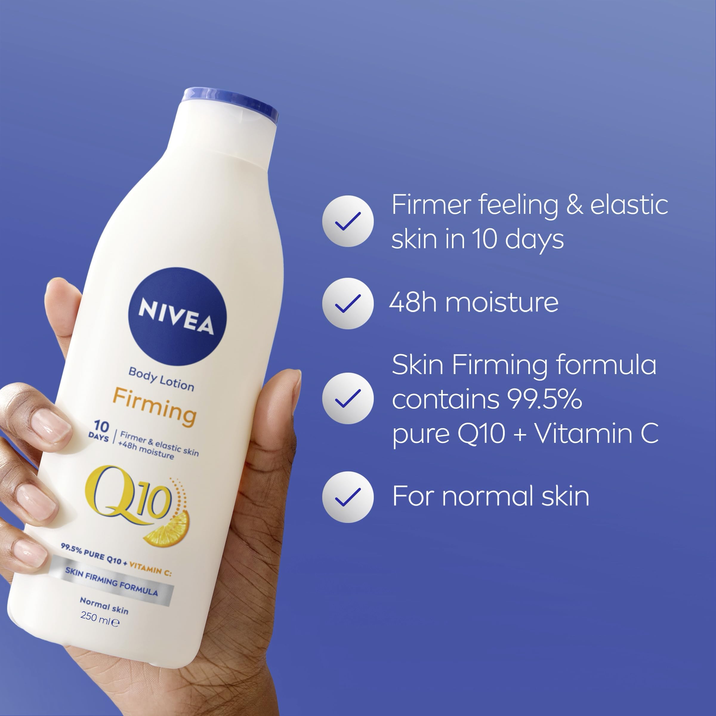 Texture crème légère de NIVEA Q10 Energy Plus pénètre rapidement.