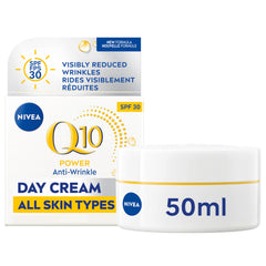 NIVEA Q10 Plus Anti-rides jour, bocal 50 ml, hydratation quotidienne.