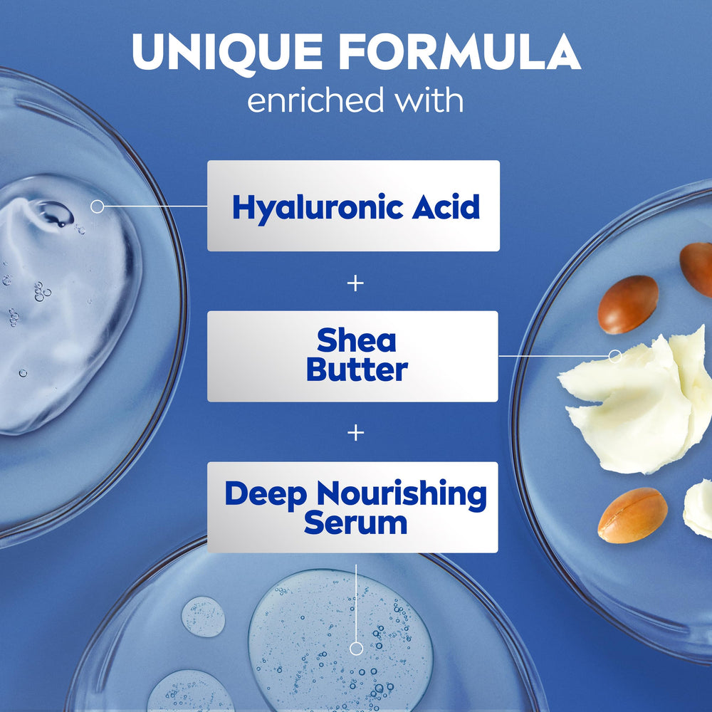 Bouteille pompe pratique de NIVEA Shea Nourish facilite l’application.