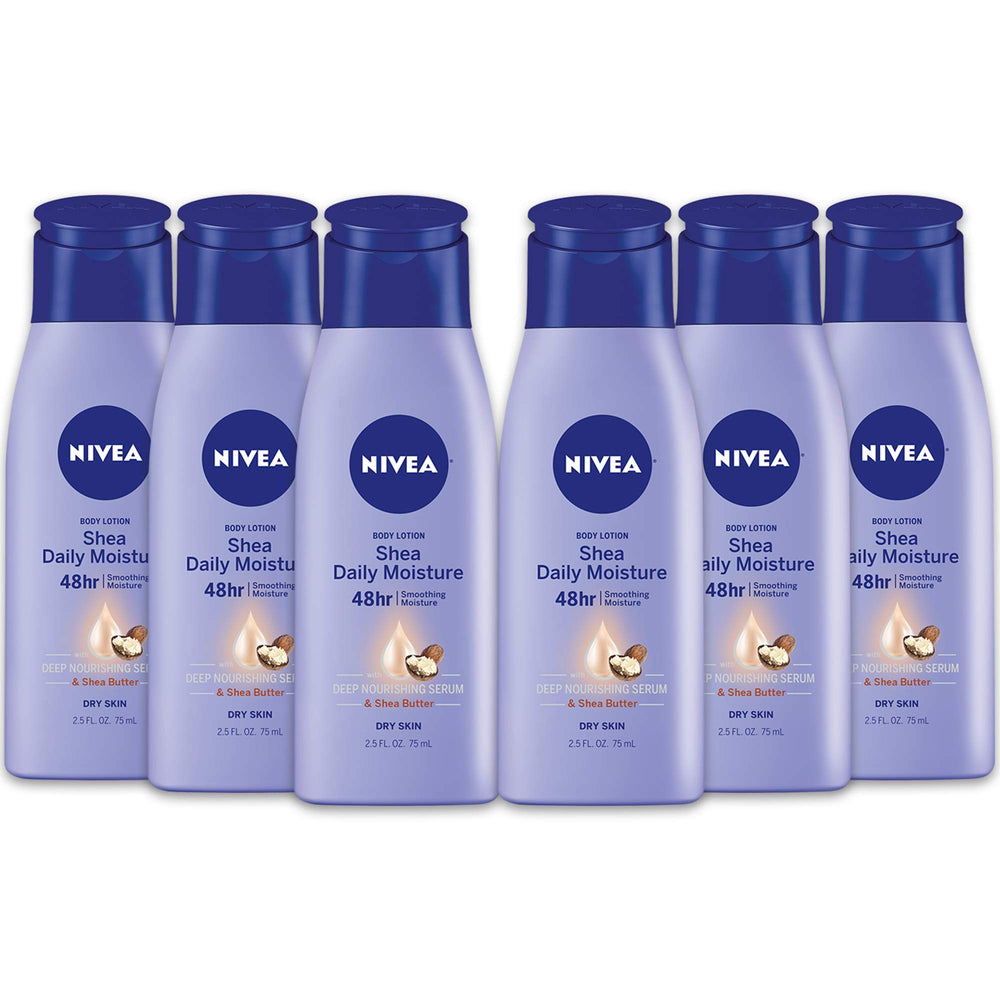 Flacon NIVEA Shea Nourish, lot de 6, hydratation durable.