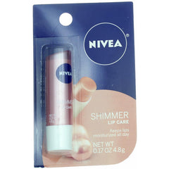 NIVEA Shimmer Radiant Lip Care packaging shown for on-the-go hydration.