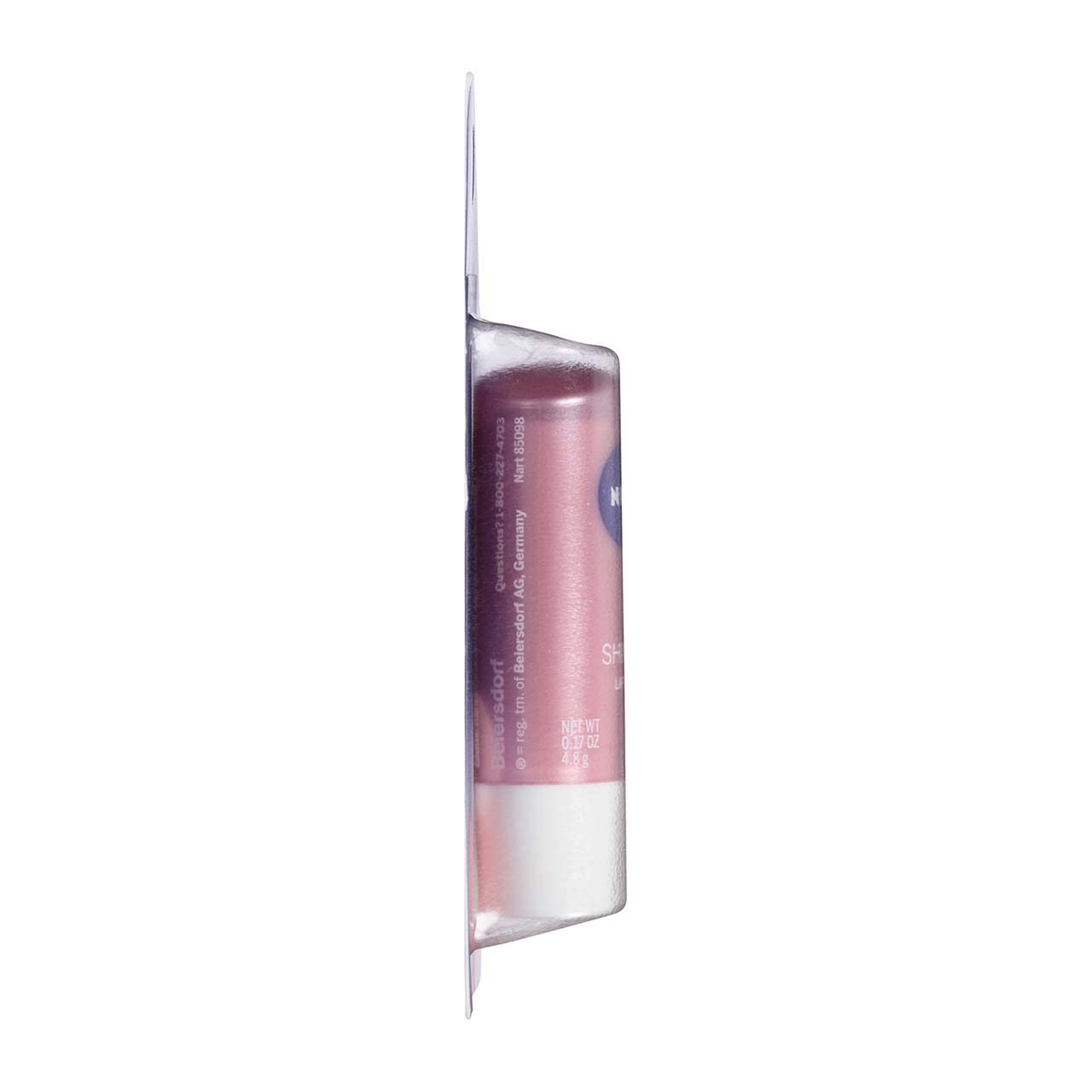 NIVEA Shimmer Radiant Lip Care shea butter richness on lips.