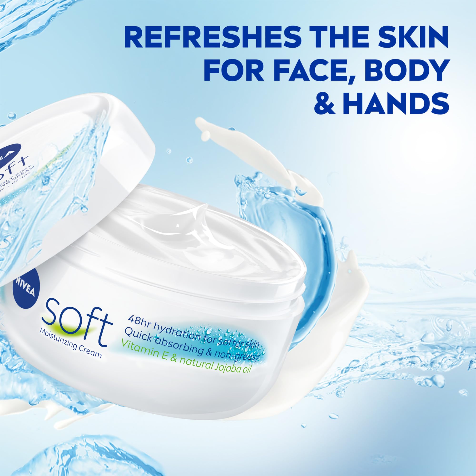 Application corps avec NIVEA Soft hydratant et non gras.