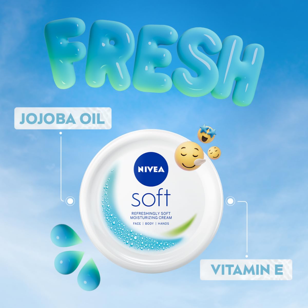 Emballage bleu pratique et 300 ml de soin hydratant.