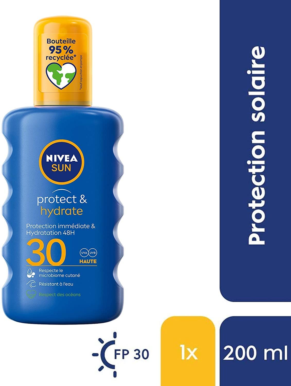NIVEA Soleil Vaporisateur SPF30, flacon de 200 ml pratique pour l'été.