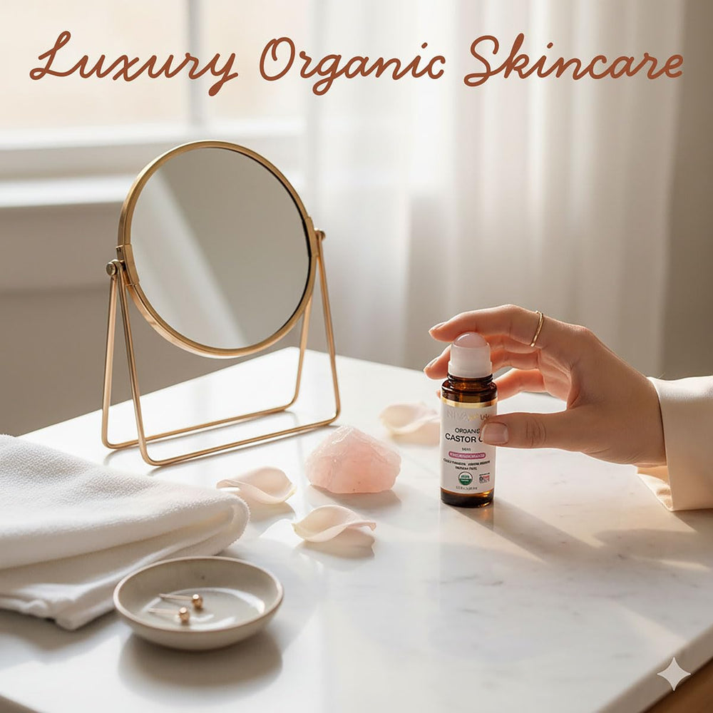 NIYAVERA rose quartz roller closeup showing gentle massage.